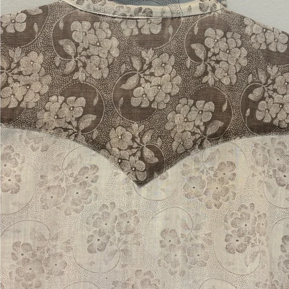 Vintage JCPenney Western Cream and Brown Floral Button Down Shirt - Picture 7 of 8